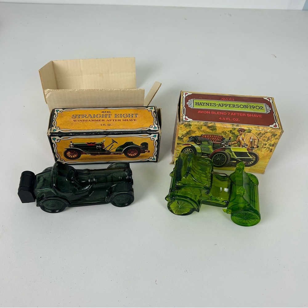 AVON VTG Straight Eight Roadster & Haynes-Apperson 1902 cars/decanters - 2 cars
